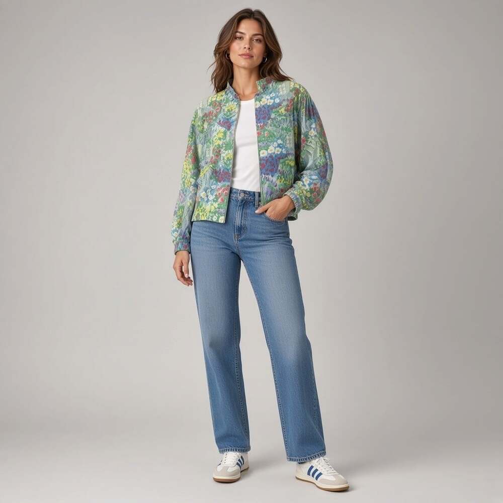 Tail 90s Vintage Windbreaker Tennis Jacket Floral AOP Cottagecore Size L